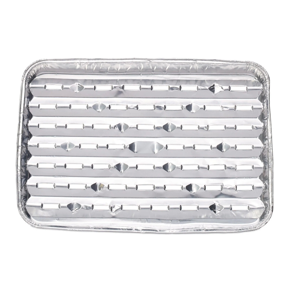 Lotto di 25 pratiche vaschette alimentari per grigliate 25 x 20 x 6 cm in alluminio argentato 13_0012938