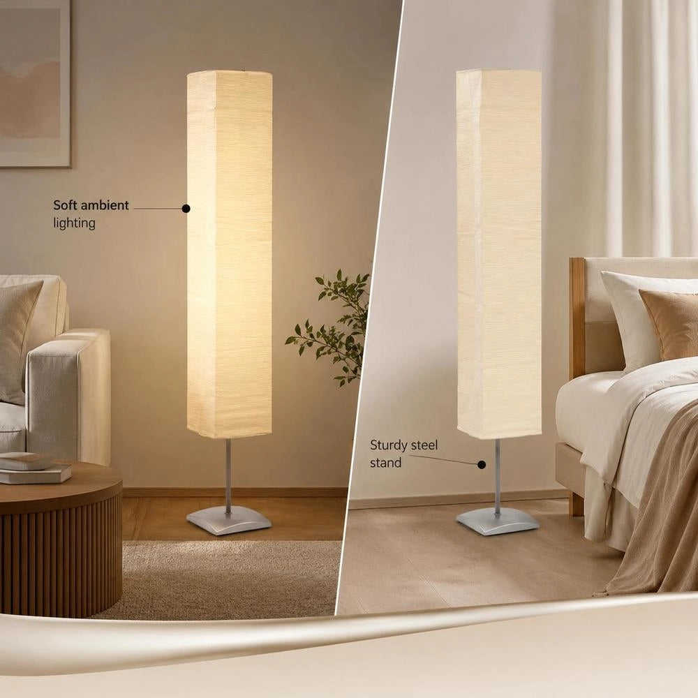 Floor Lamp With Steel Stand, 135 Cm, Beige