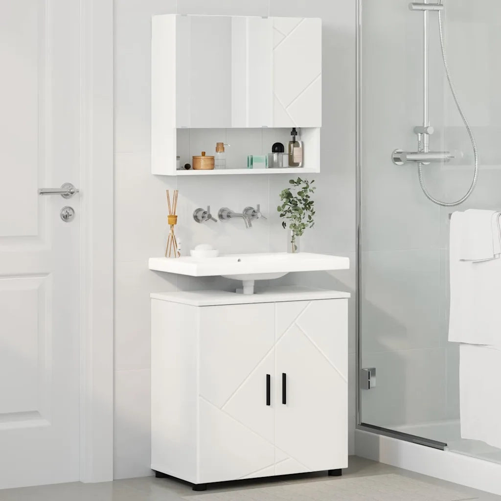 Set di mobili per il bagno Montaggio a parete 2 pcs Bianco 3392933