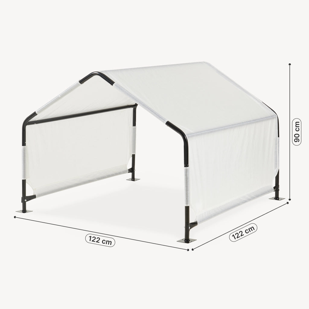 Tenda da Esterno Valevali per Cani Cuccia Impermeabile 122 x 122 x 90 cm - Nero/Bianco [en.casa]