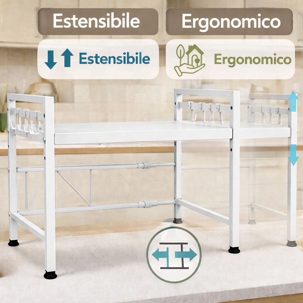 Scaffale Porta Microonde Allungabile Mensola da Cucina Estensibile Salvaspazio