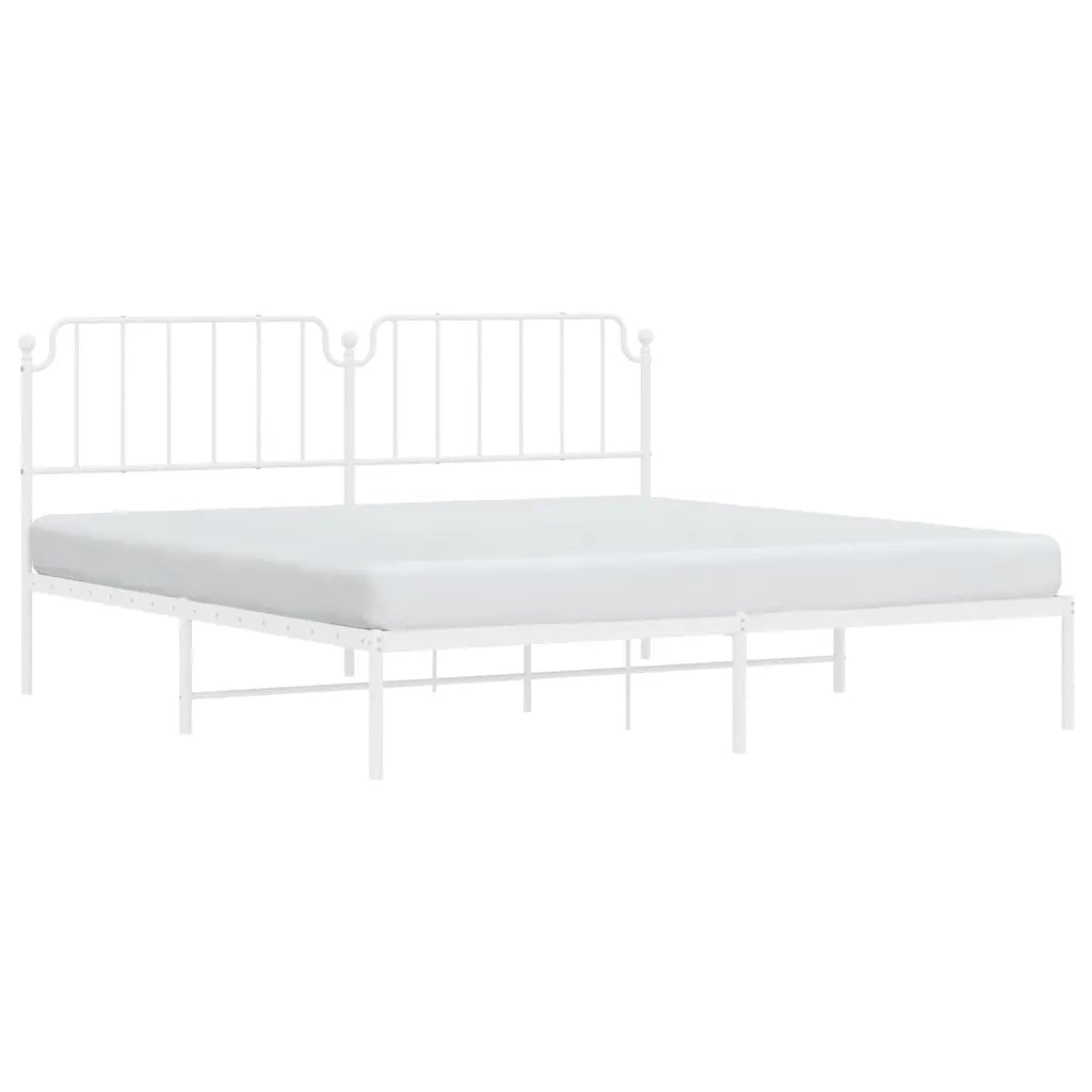 Letto matrimoniale | Letto per adulti | Giroletto con Testiera Metallo Bianco 200x200 cm