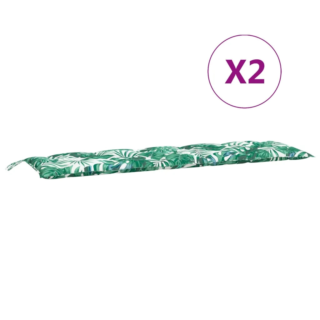 Cuscini Panca Giardino 2 pz-Set di 2 Cuscini per panchina da esterno a Foglie 180x50x7cm Tessuto Oxford