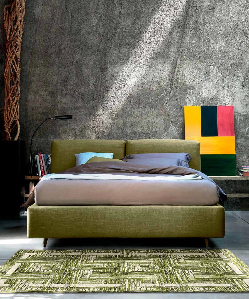 Tappeto moderno BANGKOK VERDE contemporaneo geometrico astratto, passatoia arredo multiuso lavabile antiscivolo cm.55x240