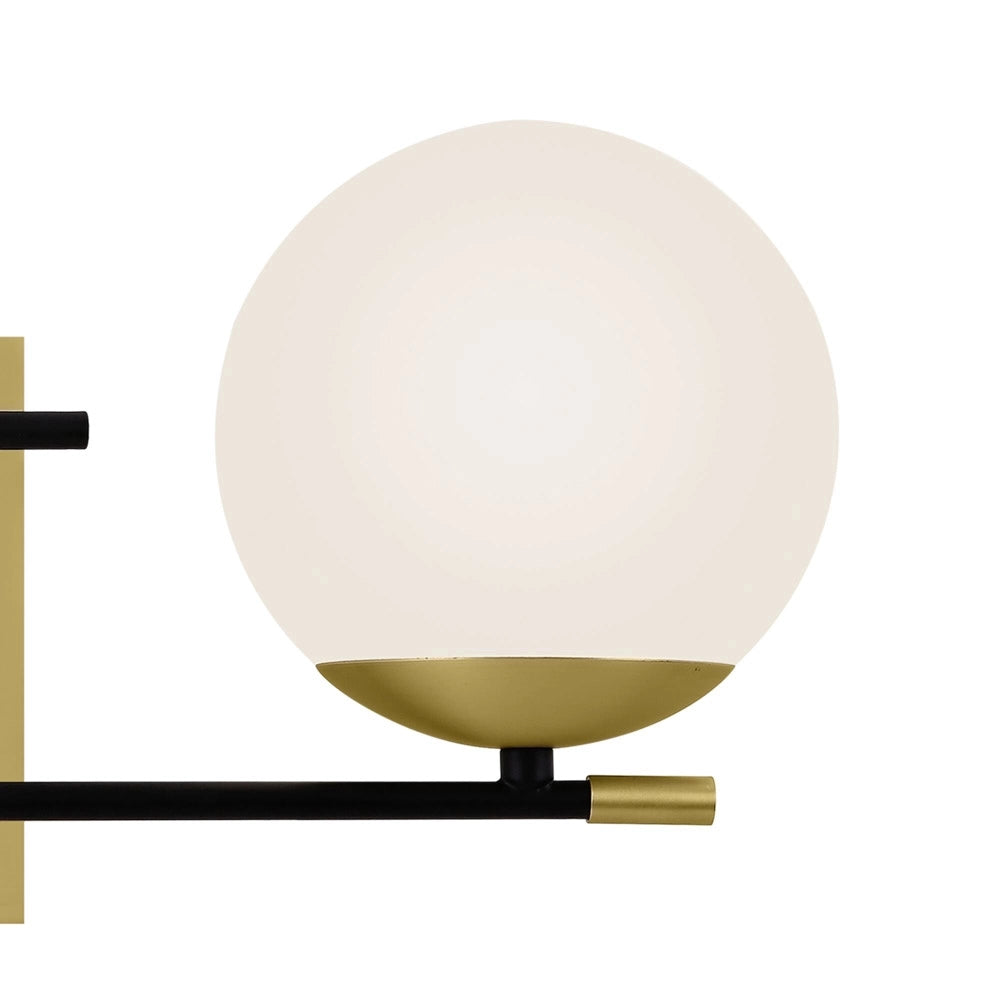 Applique Contemporanea Nostalgia Metallo Oro Opaco 2 Luci Diffusori Bianchi