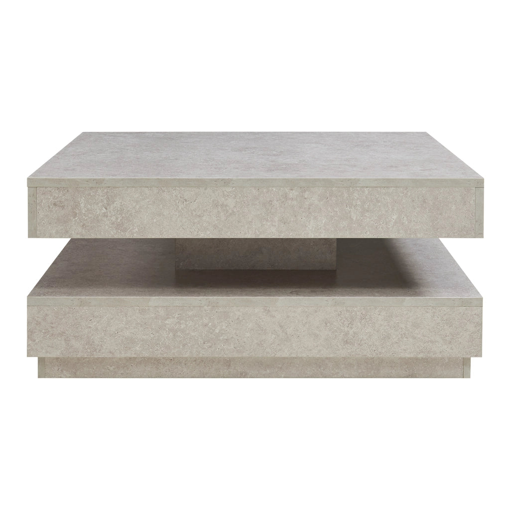 Tavolino da Caffè Florenz con Piano Girevole per Salotto Soggiorno 76 x 76 x 38 cm - Effetto Cemento Chiaro [en.casa]
