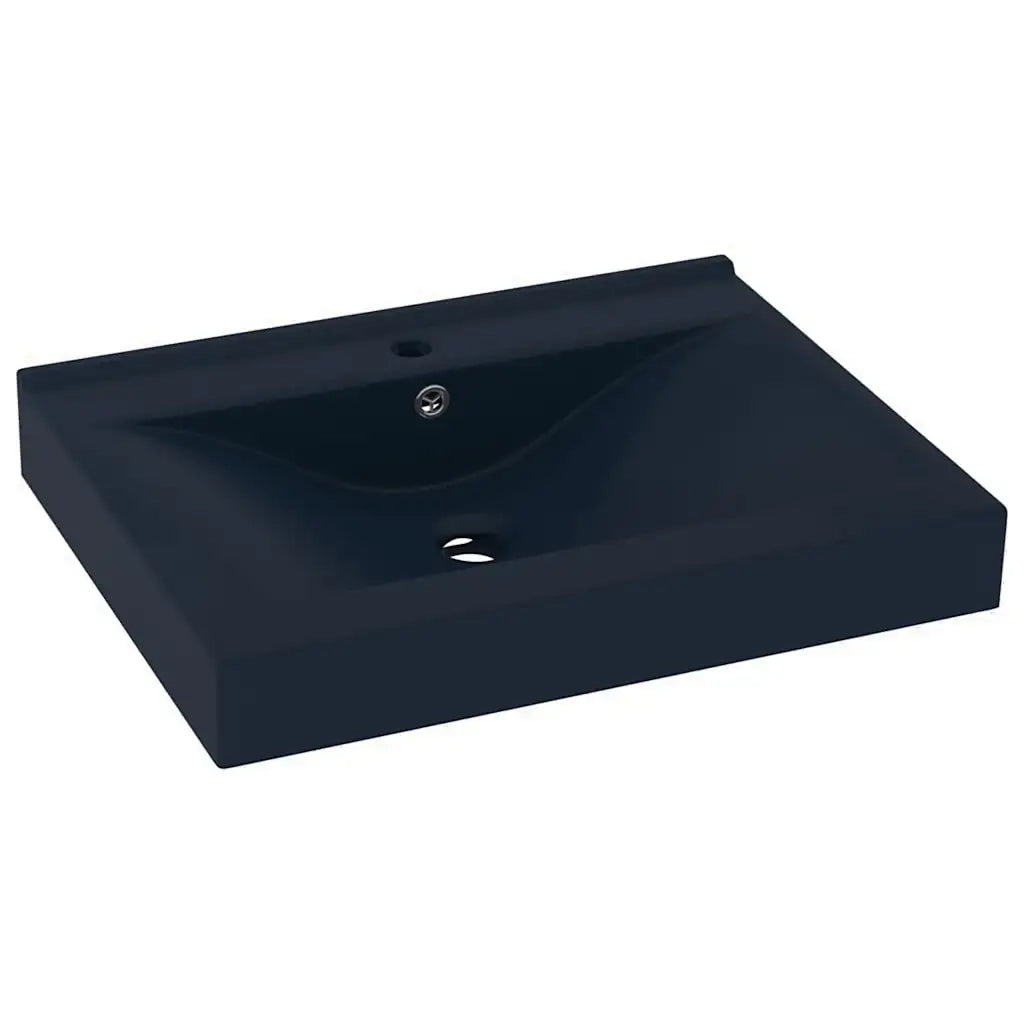 Lavandino con Foro Rubinetto Blu Scuro Opaco 60x46 cm in Ceramica 147023