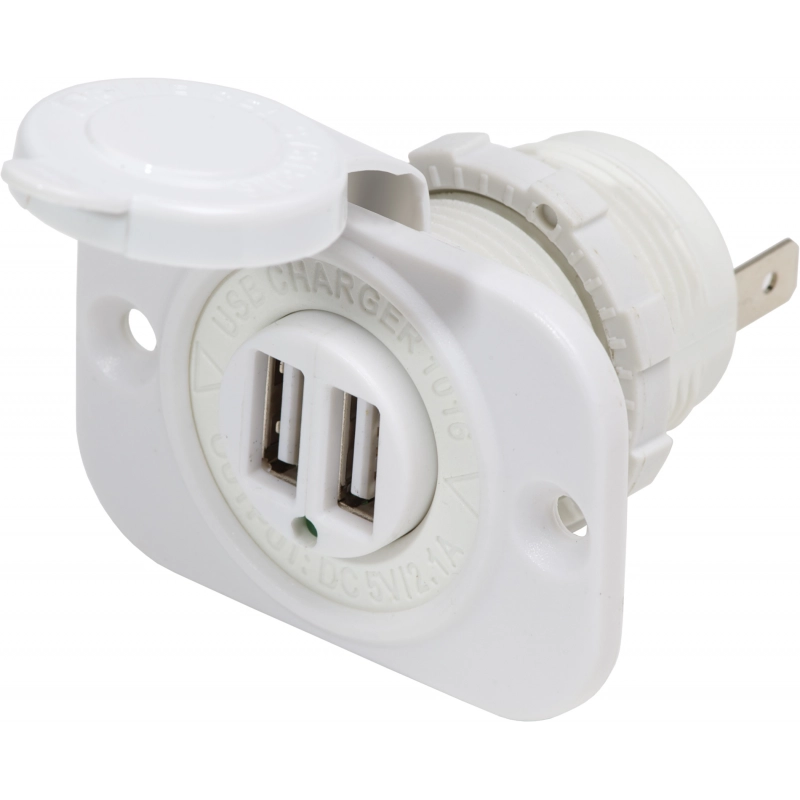 DOPPIA PRESA USB 12V. BIANCA WHITE SOCKET WITH DUAL USB PORT