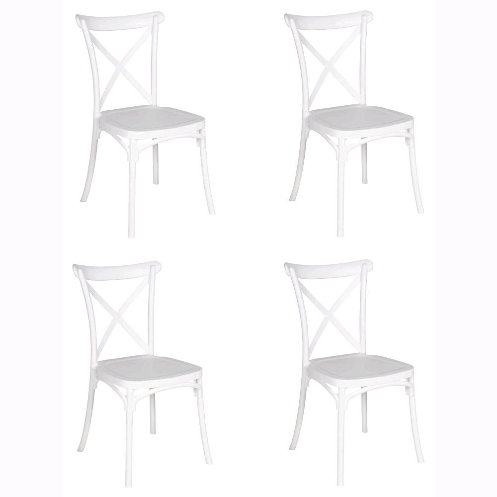 Set 4 Sedie Impilabili in polipropilene 88x53x48 cm Colore Bianco Design Retrò