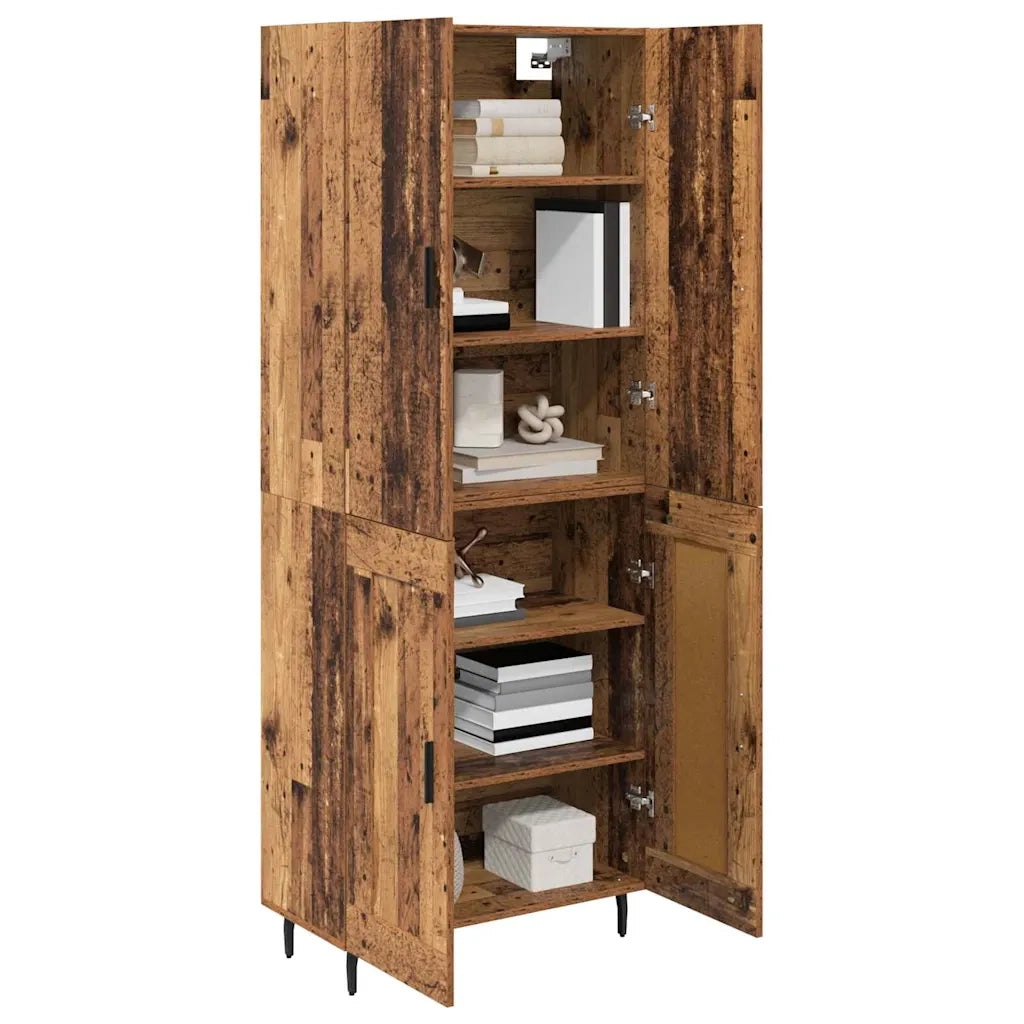 Credenza 2 pcs Legno vecchio Legno Stratificato e Vetro 3415690