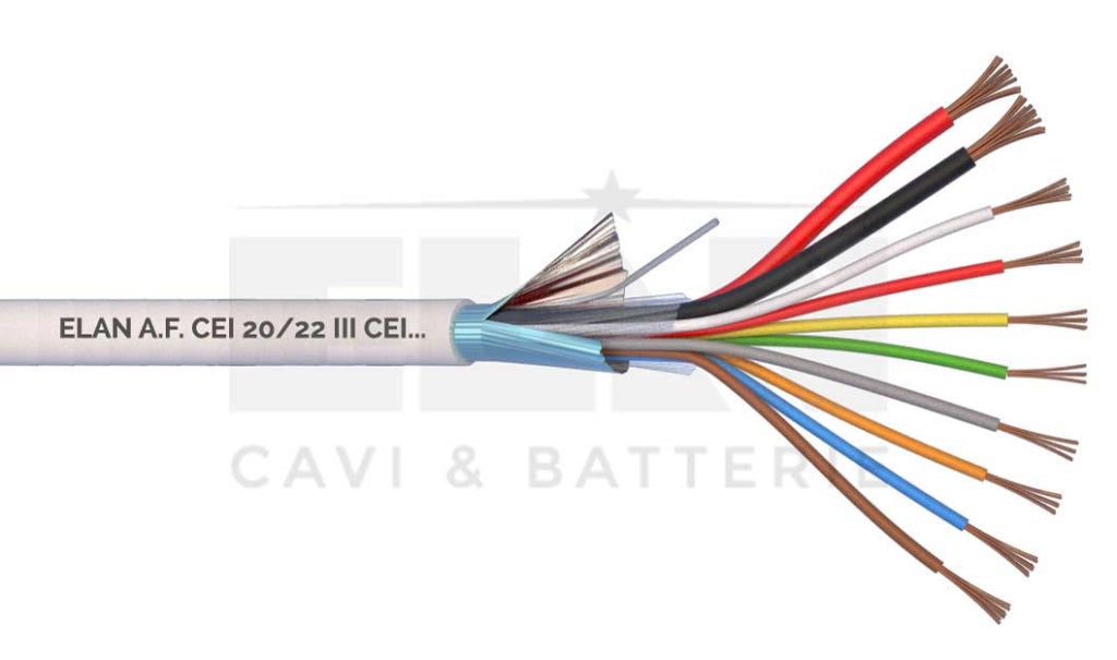 MATASSA CAVO ELAN ALLARME SCHERMATO 2X0,50+8X0,22 GUAINA IN PVC 025081 100MT