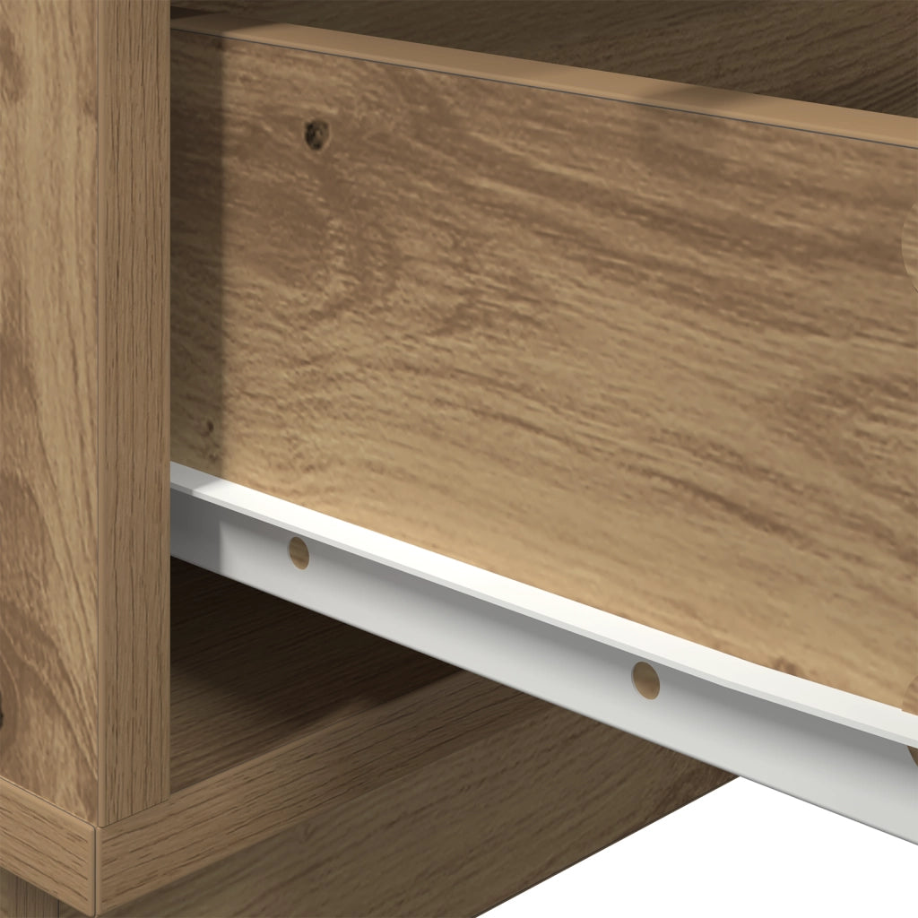 Comodino  con luci LED Rovere Artigianale 100x36x49 cm