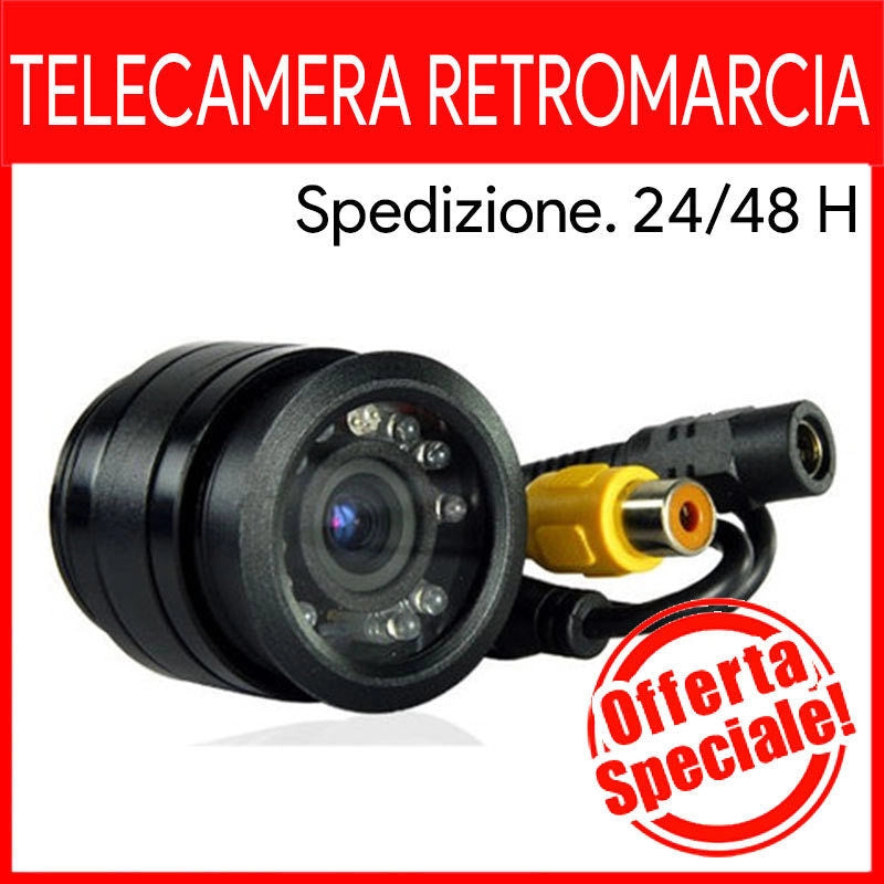 TELECAMERA RETROMARCIA AD INCASSO 9 LED AUTO CAMPER SUV RETROCAMERA CAMION