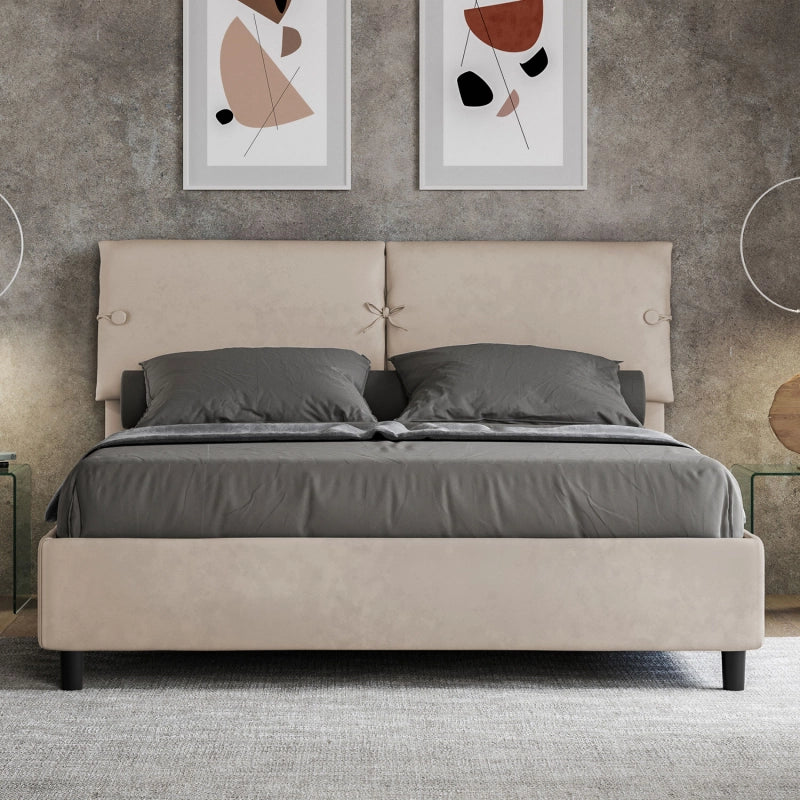 Letto imbottito Matrimoniale 160x210 cm Sleeper - Con rete,Microfibra,Sabbia