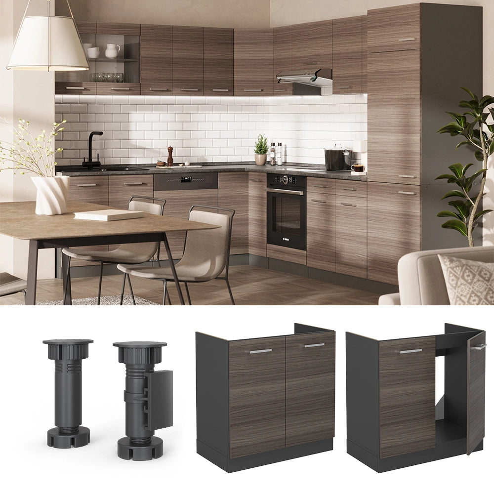 Vicco Mobile lavello cucina Grigio nobile 80 cm , PL Rovere