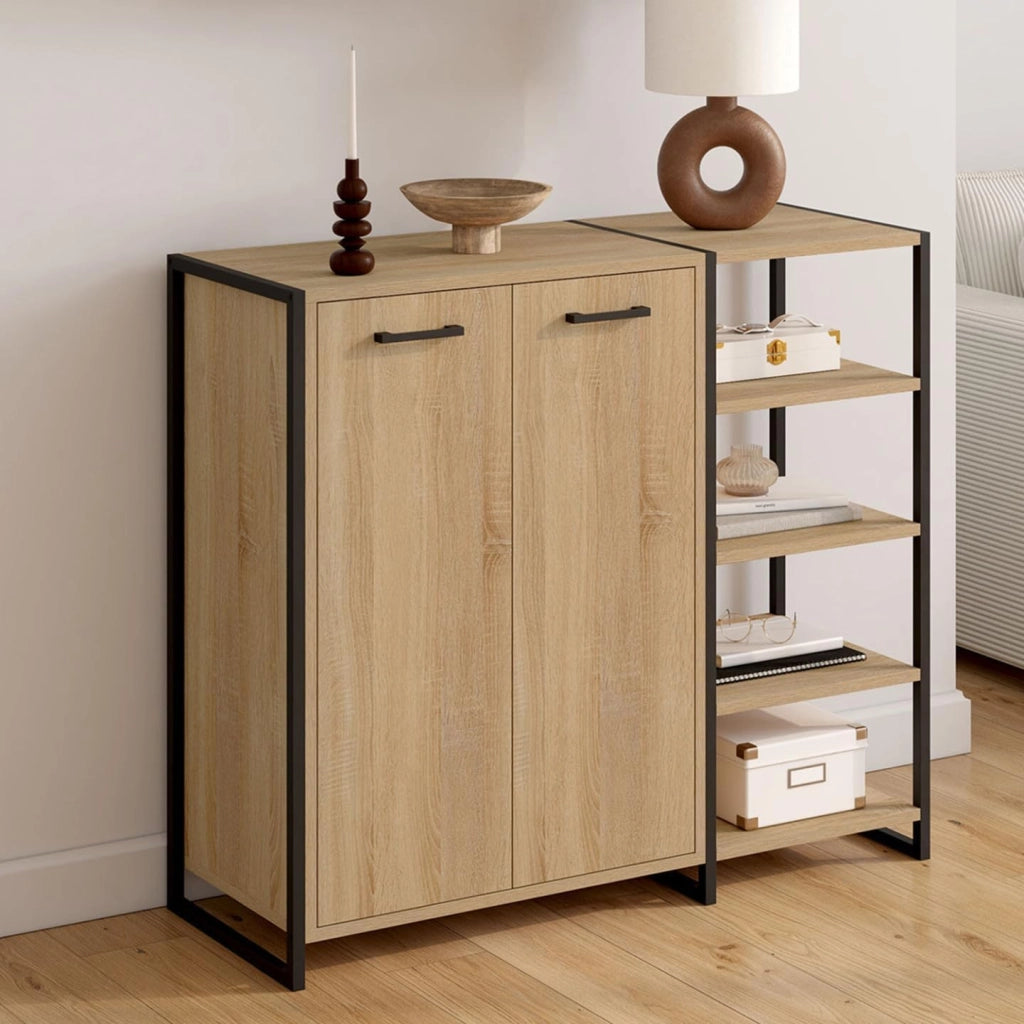 Scarpiera 12 paia LUIS 2 porte con 4 ripiani design industriale