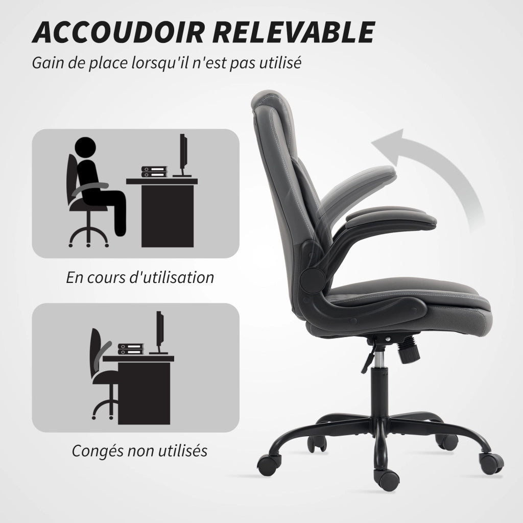 Sedia da ufficio ergonomica ¨C zephmum ¨C grigio, regolabile, braccioli
