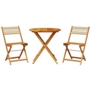 Set da Bistrot 3pz | Set Salotto da Giardino Beige in Polipropilene e Legno Massello