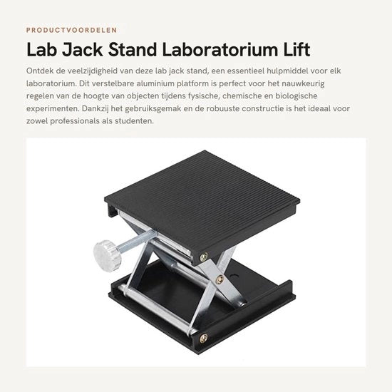 Piattaforma di lavoro regolabile in altezza - Materiale: alluminio e acciaio inossidabile - Piattaforma di laboratorio - Regolazione manuale - Strumento di supporto - Facile da pulire - Piattaforma di sollevamento