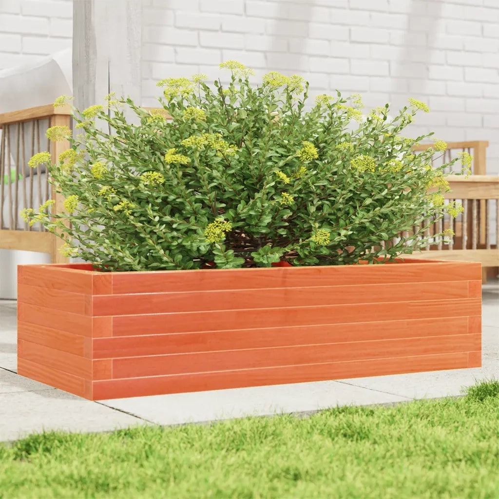 Fioriera | Cassetta per fiori | Vaso Giardino Marrone Cera 90x40x23 cm Legno Massello Pino
