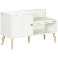 Scarpiera da Ingresso con Seduta Imbottita e Armadietto per 4 Paia di Scarpe, 80x33x49cm, Bianco