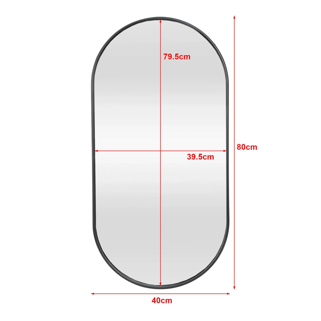 Specchio da parete ovale 40 x 80 cm nero opaco 03_0007957