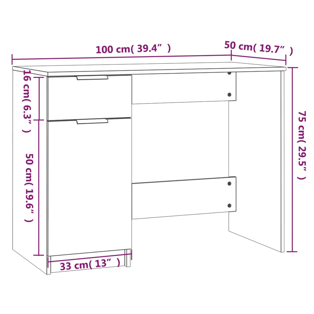 Scrivania Rovere Fumo 100x50x75 cm in Legno Multistrato cod mxl 69514