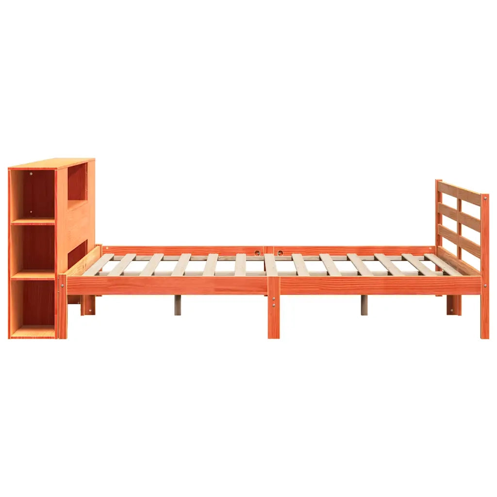 Letto Libreria senza Materasso Marrone Cera 200x200 cm in Pino 3321870