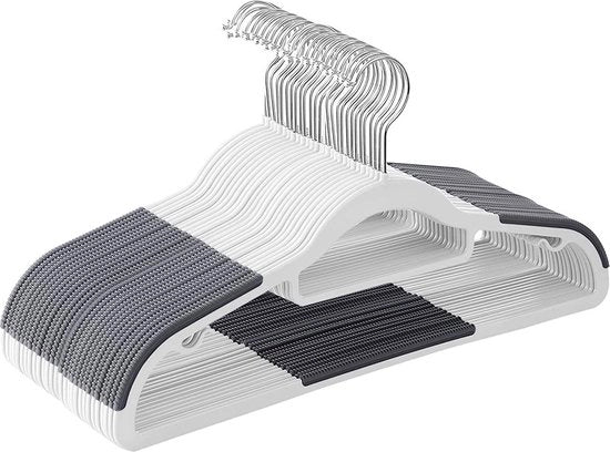 Hangers per capi in plastica antiscivolo - 30 pezzi - Bianchi - Hangers per pantaloni - 42 x 0,6 x 21,5 cm