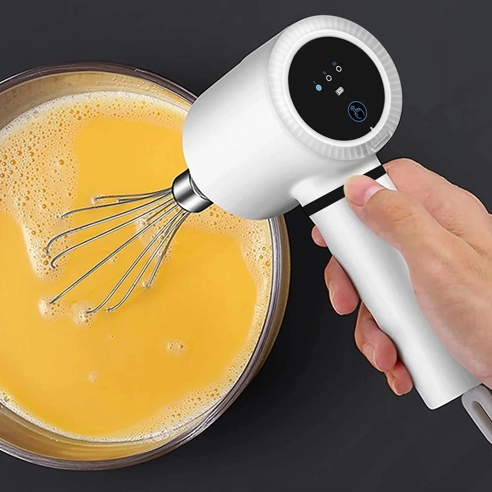 Trade Shop - Sbattitore Elettrico Ricaricabile Usb 20w 3 Velocità Design Cordless Con Fruste In Acciaio -