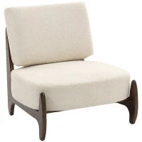 Poltrona da salotto in chenille, con cuscino spesso e seduta imbottita, 72 x 73,5 x 81 cm, Crema