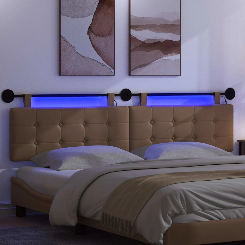 Testiera | Testata sospesa Con luce LED Cappuccino Similpelle