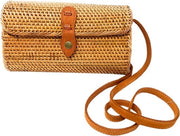 Borsa a Spalla Intrecciata per Donna - Marrone - Portafoglio in Cinturino di Pelle - 21 cm