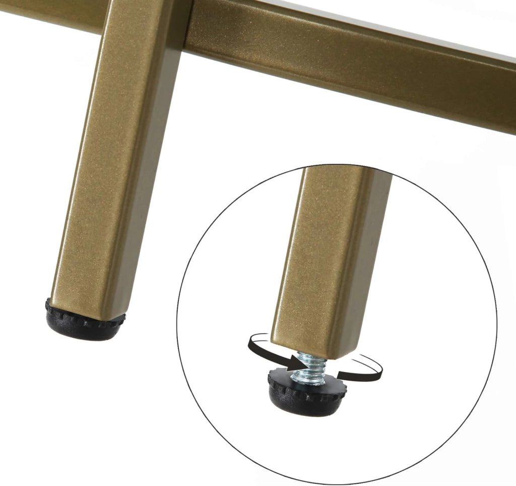 VASAGLE Tavolini Rotondi, Set di 2, Tavolini da Salotto, Tavolini da Divano, Piano in Vetro Temperato con Struttura in Metallo, Comodini, per Balcone, Dorato LCT628B01