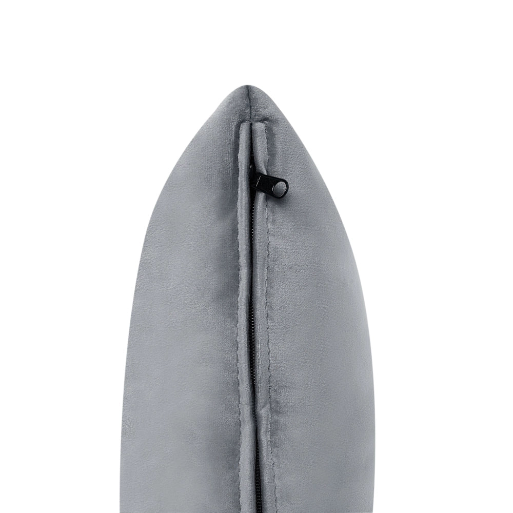 Chaise longue in velluto grigio imbottito con rivestimento a destra e cuscino in stile retrò tradizionale