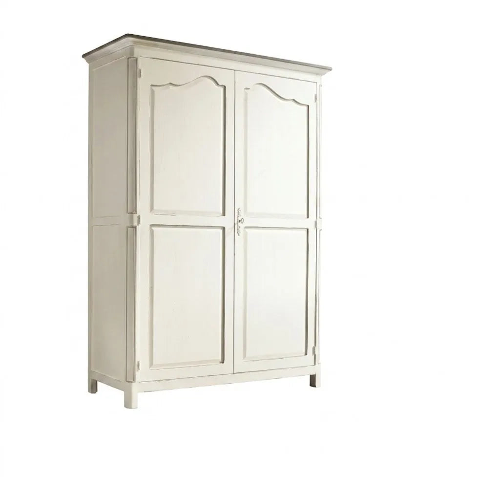Armadio in legno arte povera 2 ante shabby bianco 157x60x217 (3203) - Mobili 2G