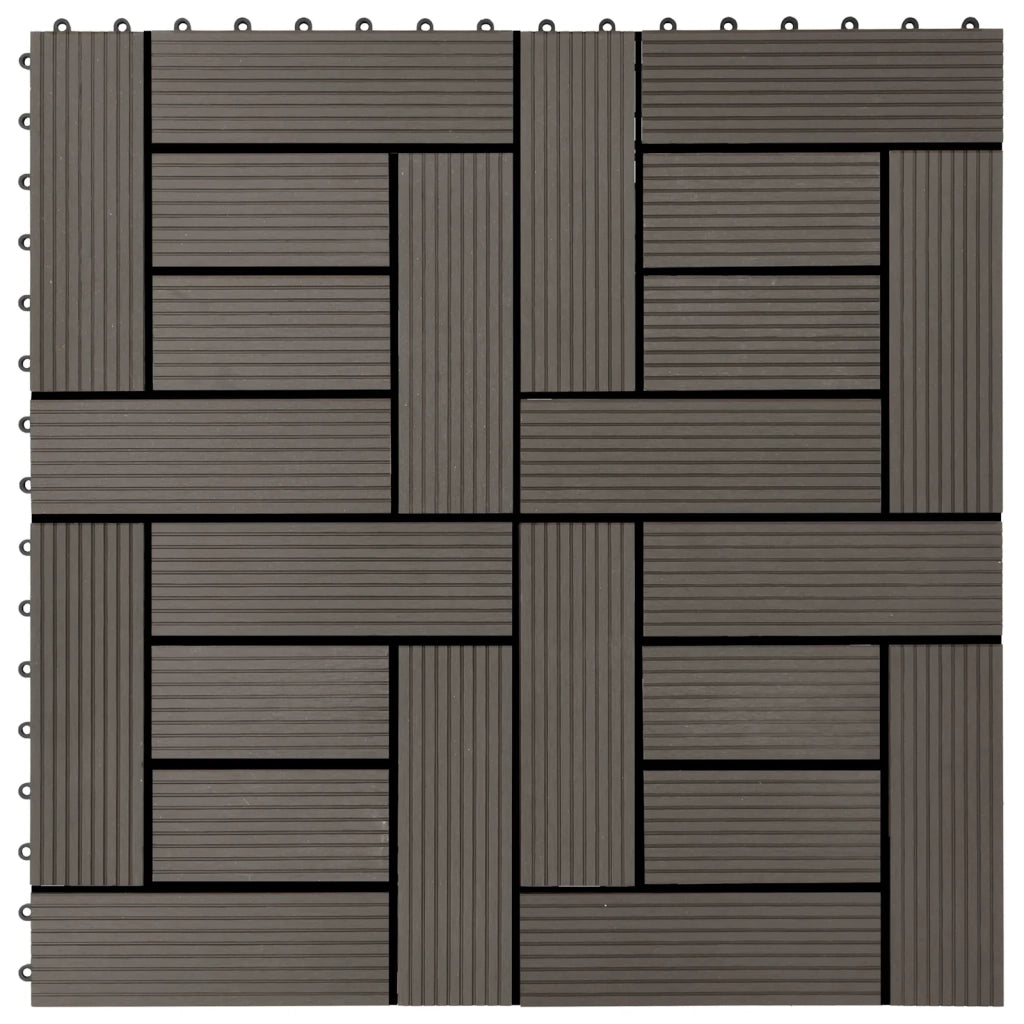 Piastrella per Decking 11 pz Marrone Scuro 30 x 30 cm WPC CFW4296243