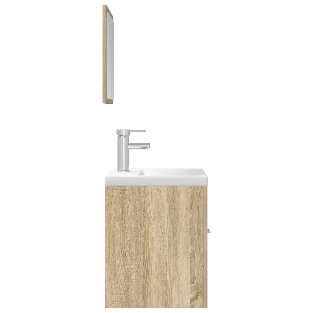 Set Mobili da Bagno | Armadio da bagno 3 pz Rovere Sonoma in Legno Multistrato