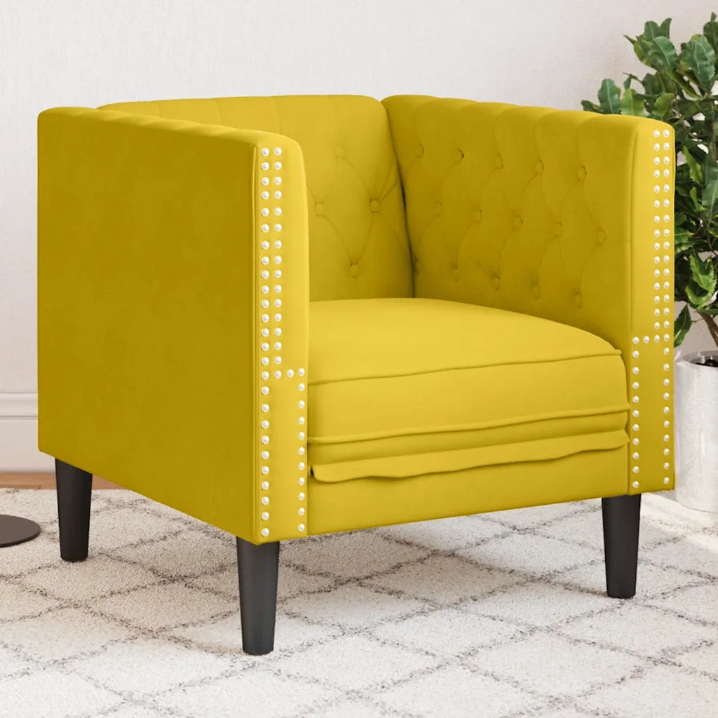 Divano Sedia-Poltrona Chesterfield Gialla in Velluto