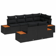 Set Divano da Giardino con cuscino 7 pcs Nero polyrattan 3348104