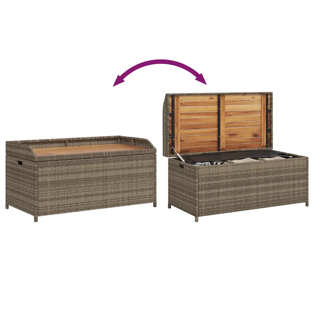 Panca Portaoggetti Giardino Grigia 100x50x52 Polyrattan Acacia 365950