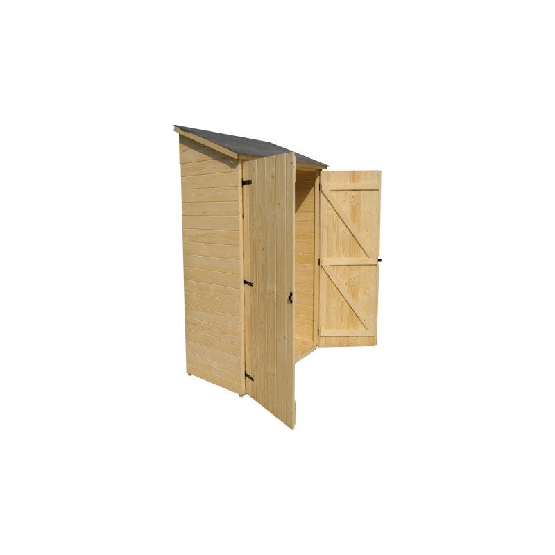 Ripostiglio in legno da giardino con 3 ripiani – 120x60 cm – pannelli 16 mm, pavimento incluso e tetto bitumato – ED1206.01 Foresta