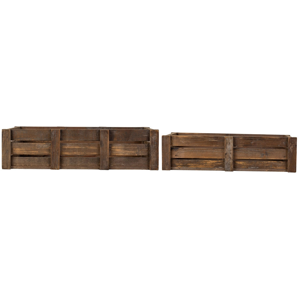 Set 2 cassette legno marrone 74x41x19-65x33,5x17h cm