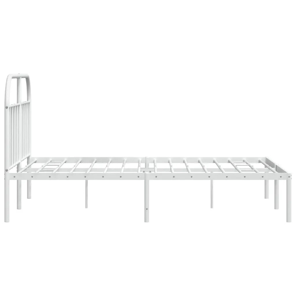 Letto matrimoniale | Letto per adulti | Giroletto con Testiera Metallo Bianco 150x200 cm