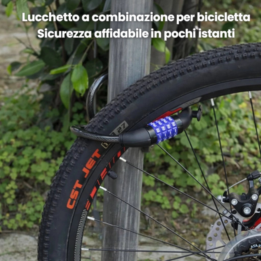 Lucchetto Bicicletta Cavo Acciaio 12x800 mm Combinazione Cambiabile | 65346