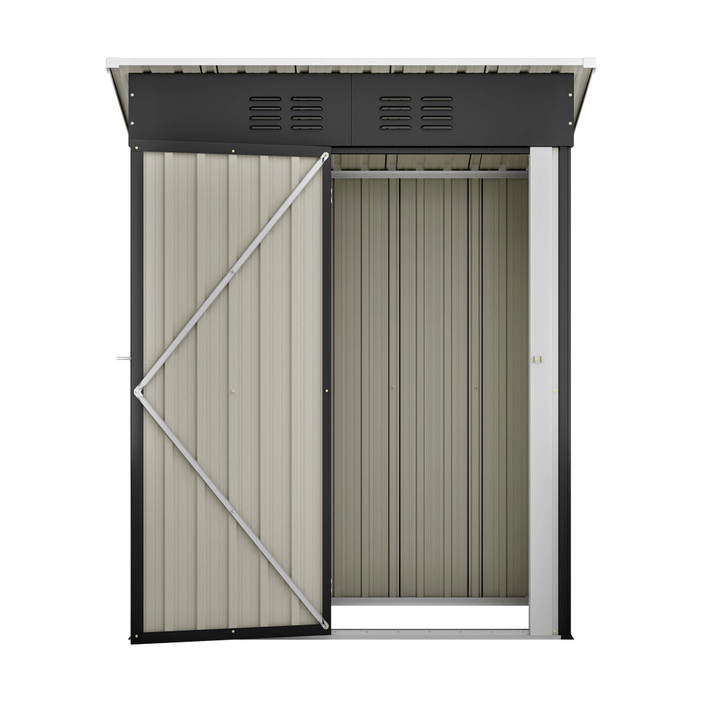 Casetta da giardino con porta chiudibile e tetto piatto per esterno in metallo nero 152.2×83.6×182 cm