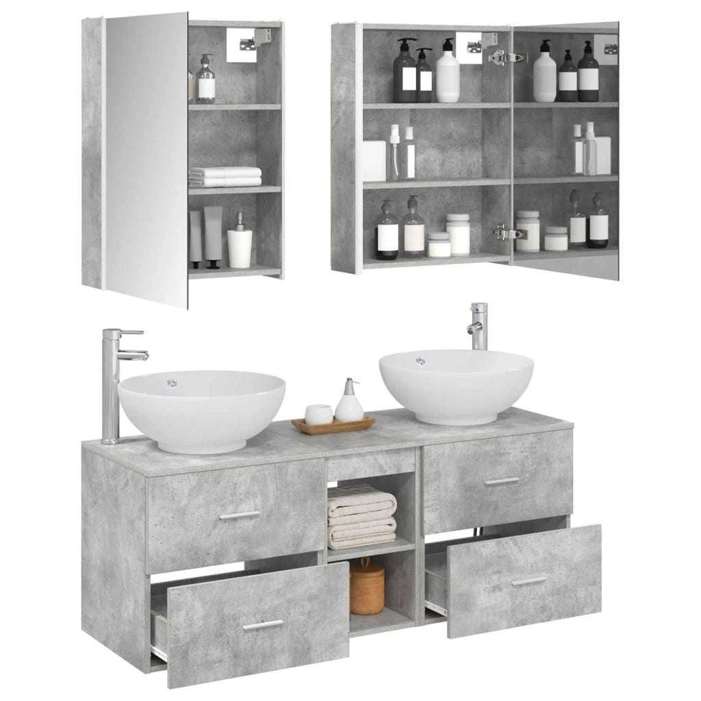 Set di mobili per il bagno 5 pcs Grigio Cemento 3406970