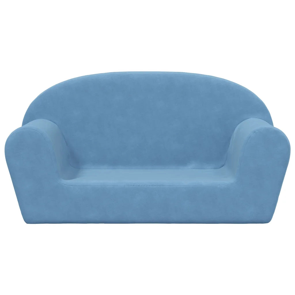 vidaXL Divano per Bambini a 2 Posti Blu in Morbido Peluche