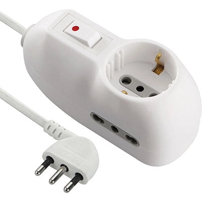 MULTIPRESA BIP. + SCHUKO +TERMICO 620 ELECTRALINE - BIANCO POSTI 3 2P+T 10A n°XMMQ 3X075 MT 1- 2 pezzi