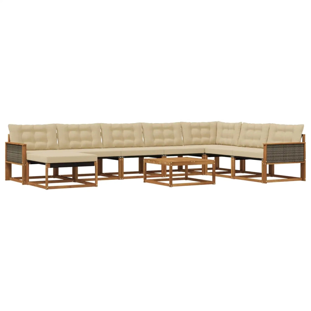 Set di divani da esterno con cuscino 9 pcs Naturale e Beige 3381629
